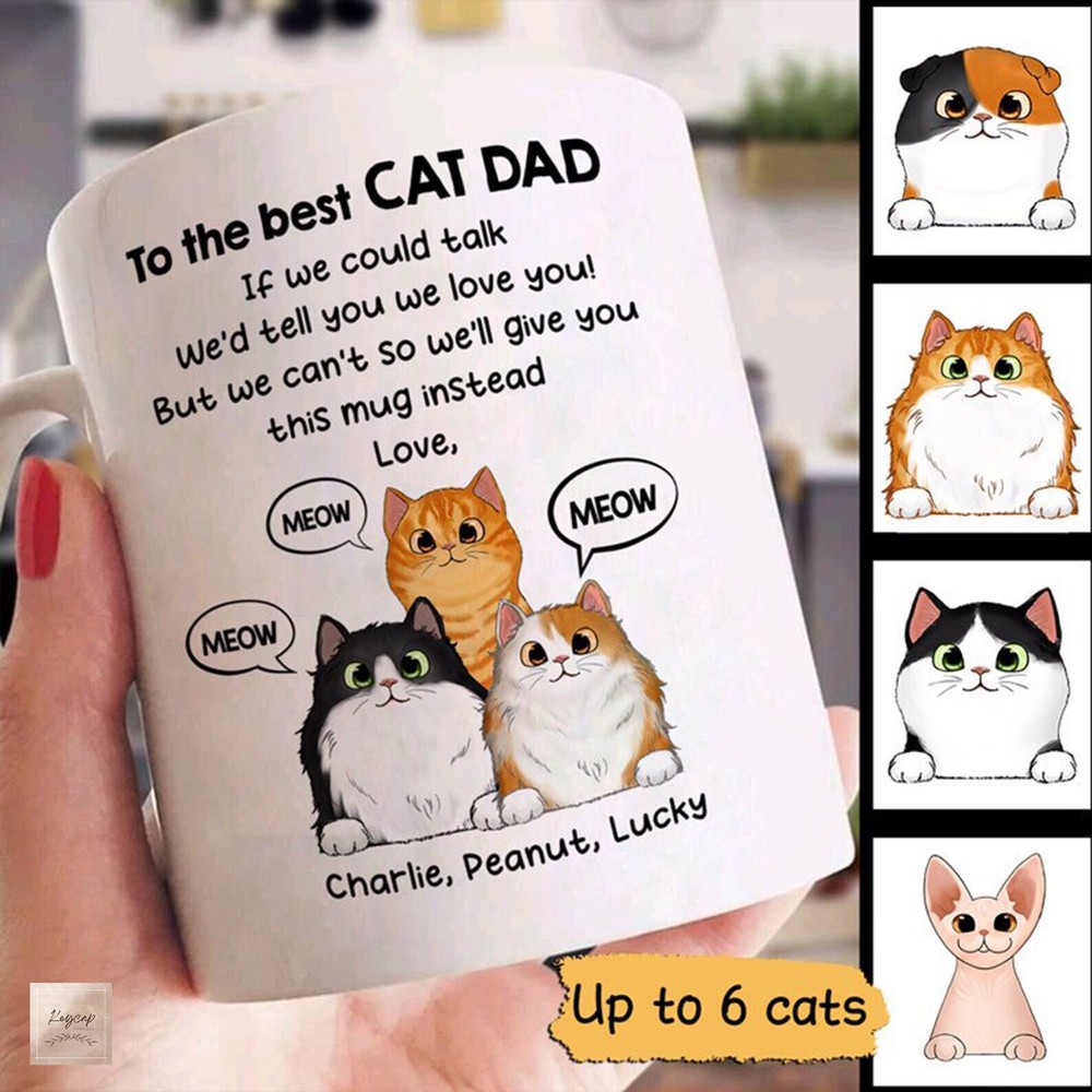 Personalized To The Best Cat Dad Mug Custom Cat Dad Mug With Cat Name Happy Fath