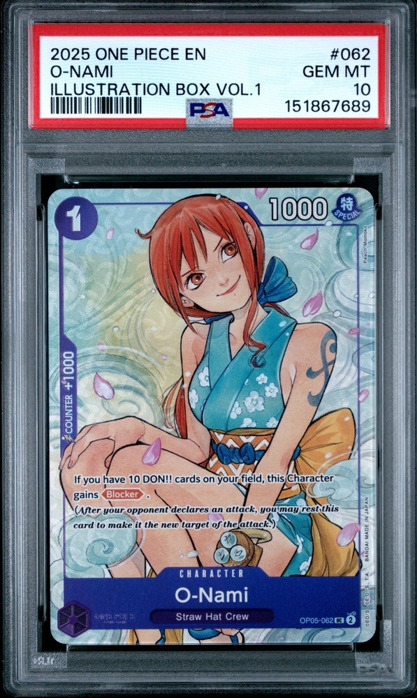 One Piece O-Nami 2025 Promos #062 Illustration Box Vol.1 Psa 10RCH IS ACCEPTING CONSIGNMENTS! UP TO 95% PAYOUTS!