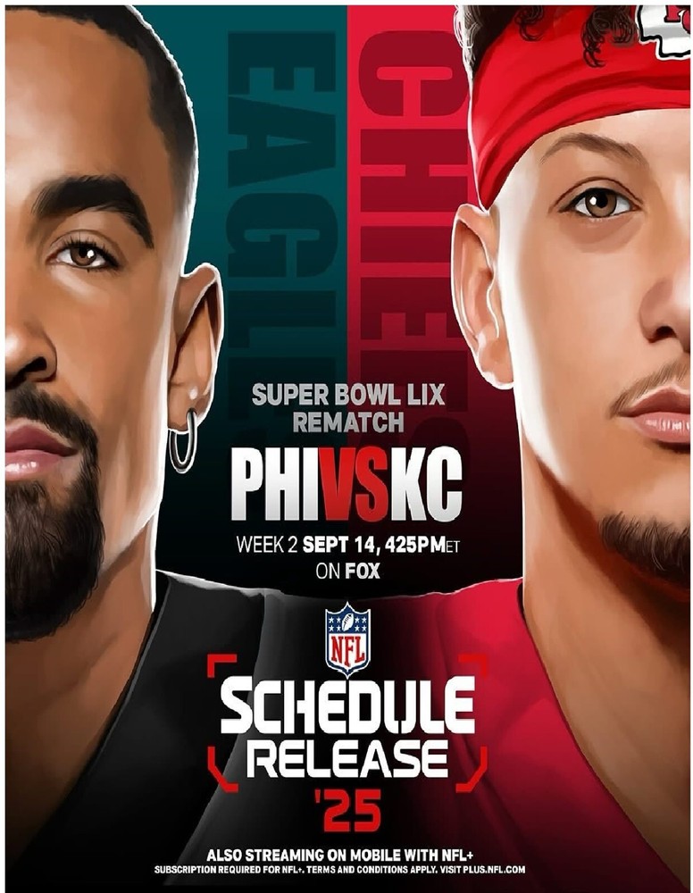 Philadelphia Eagles Versus Kansas City Chiefs Super Bowl LIX Rematch - Poster