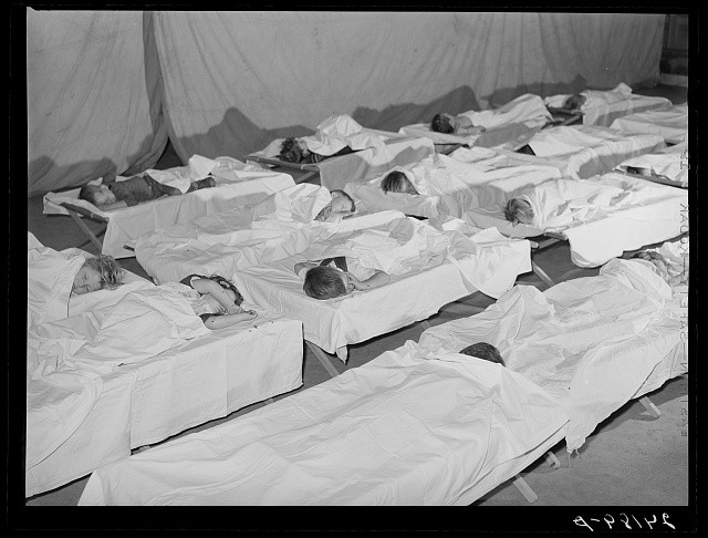 Visalia California 1940 Tulare Migrant Camp Nursery Rest Period Children