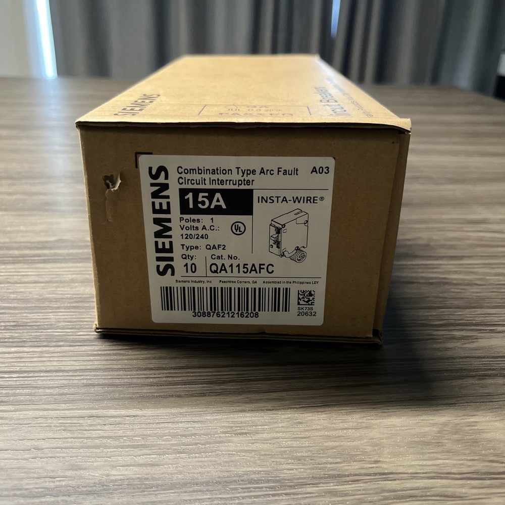 Qa115Afc  Siemens 1P 15A Afci Arc-Fault Circuit Breakers (10 Pack)
