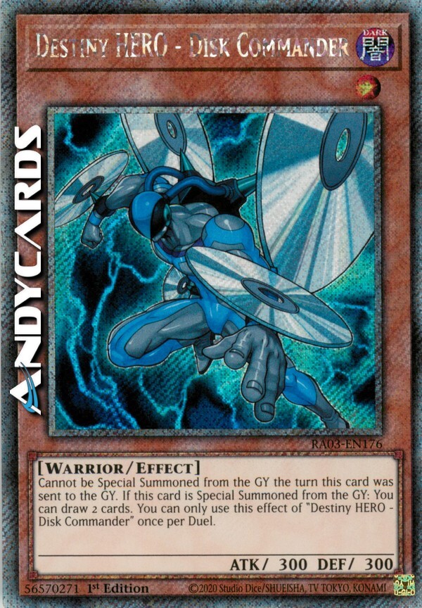 Destiny Hero Disk Commander Secret Platinum RA03 EN176 1st Edition Yugioh