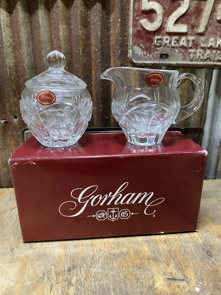 Vintage Gorham Crystal C6606 Sugar & Creamer Set in Victoria's Garden Pattern