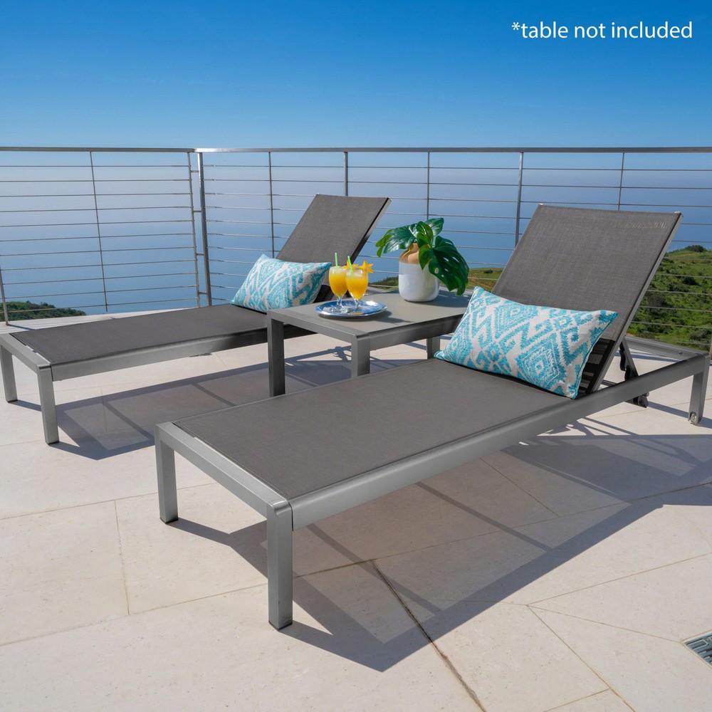 Grey Cape Coral KD Chaise Lounge Set of 2 for Modern Outdoor Comfort