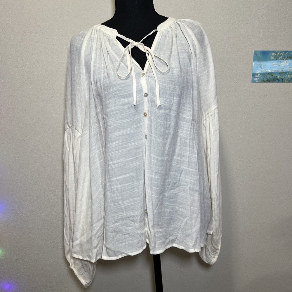 Blu Pepper Women's Cream Long Sleeve Top - Size L NWT Cottagecore Whimsy