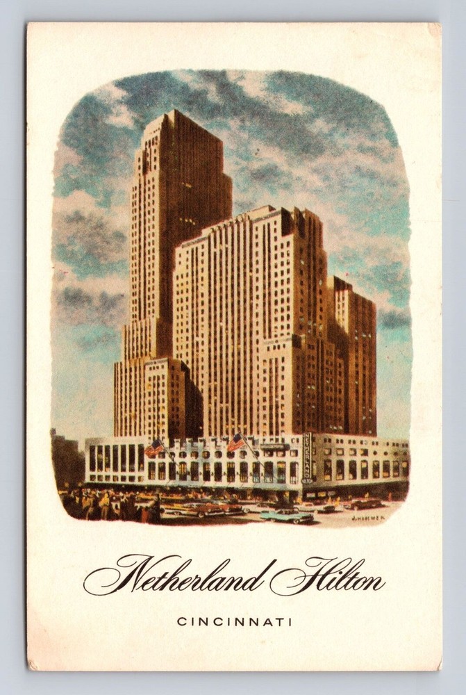 Cincinnati OH-Ohio, Netherland Hilton Hotel Advertising, Vintage Postcard