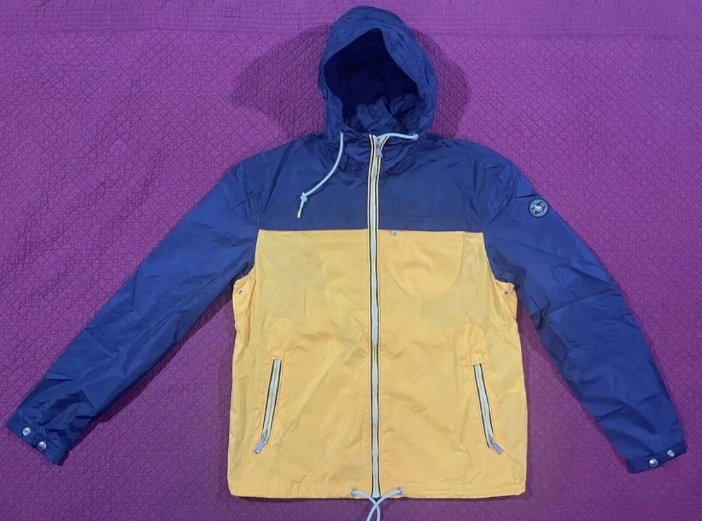 NWOT Polo Ralph Lauren Mens Jacket XL Navy Blue Yellow Hooded Zip Windbreaker