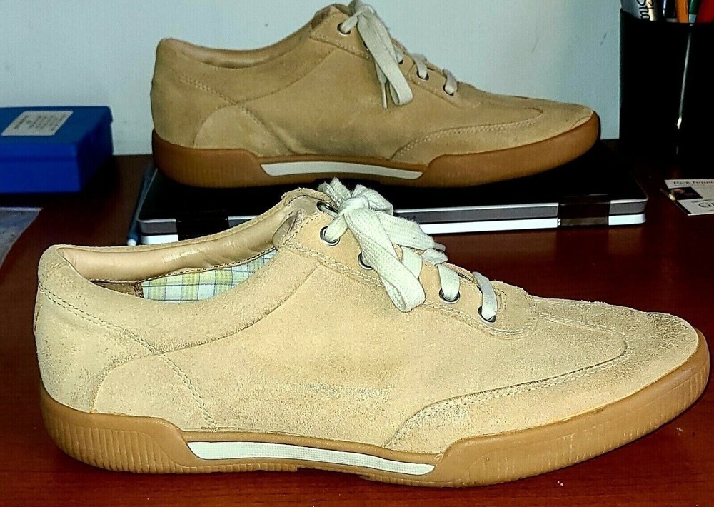Rockport Suede Shoes Men's 8.5 Tan Casual Wingtip Lace Up Oxfords Sneakers.