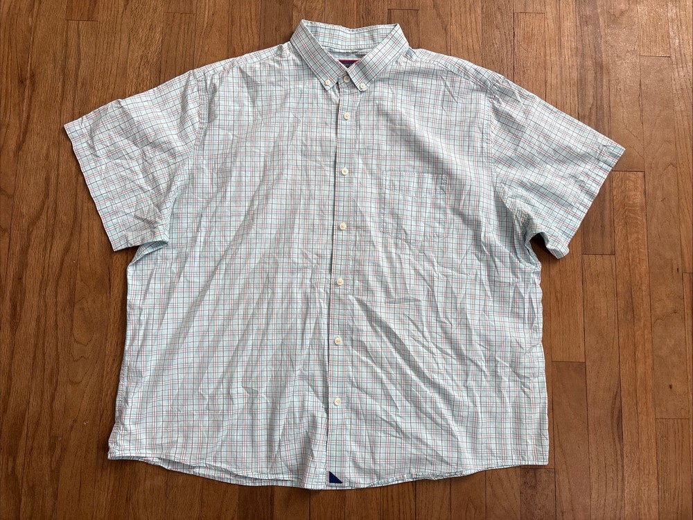 Untuckit Shirt Men’s Size 3XL Short Sleeve Button Down 100% Cotton Blue Check
