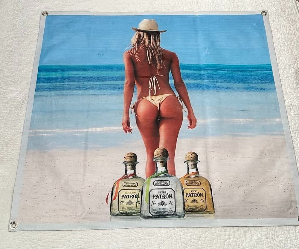 Banner Poster Tequila Patron sign liquor girl Silver Añejo beach