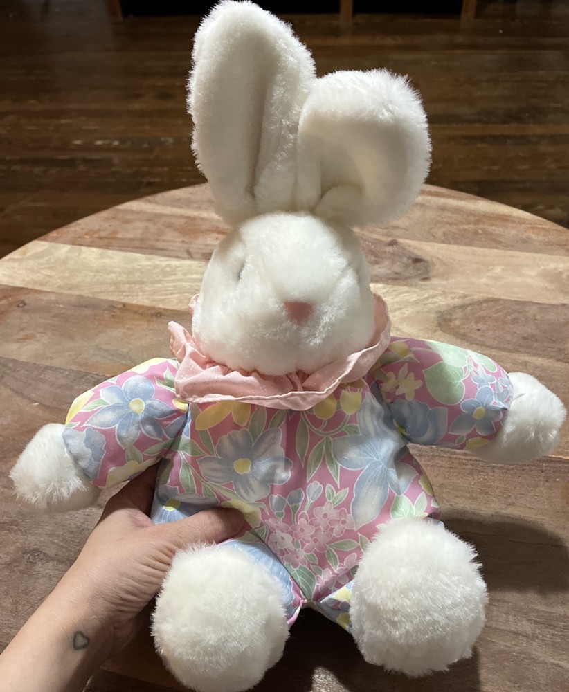 Vintage Main Joy Limited Easter Plush Stuffed Animal Bunny Rabbit Floral Fabric
