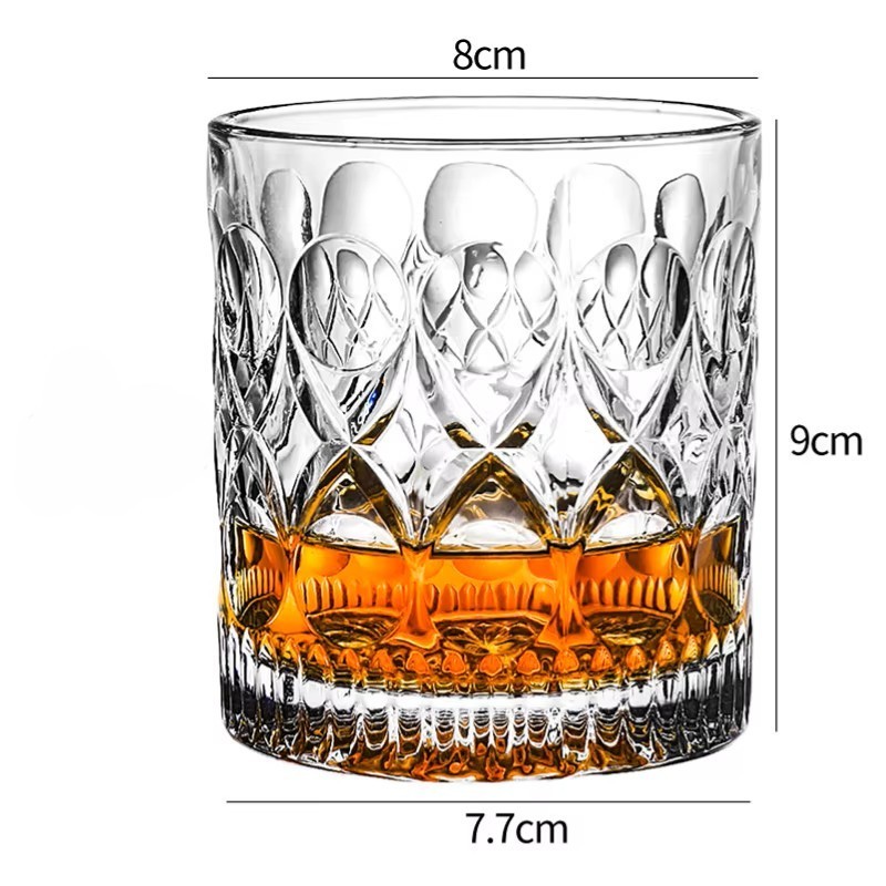 Heavy Base Whiskey Glasses Set of 4 Old Fashioned Bourbon Scotch Clear Bar Glass