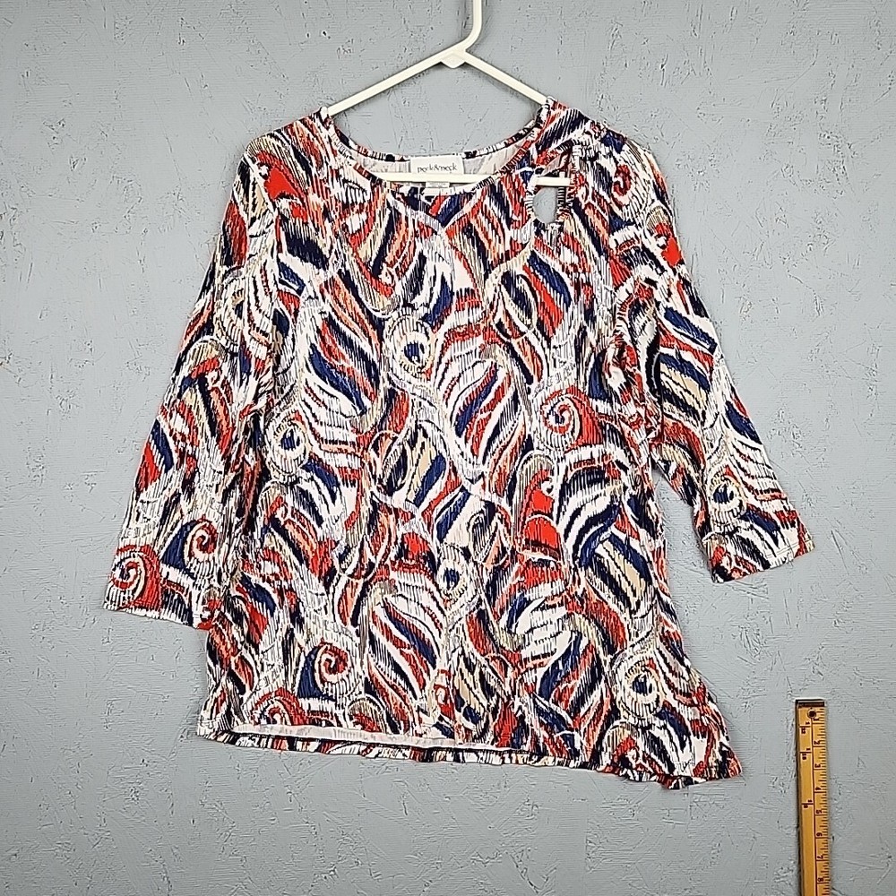 Peck And Peck Shirt Womens Large L Graphic Abstract Summer Casual Boho Bohemian-image
