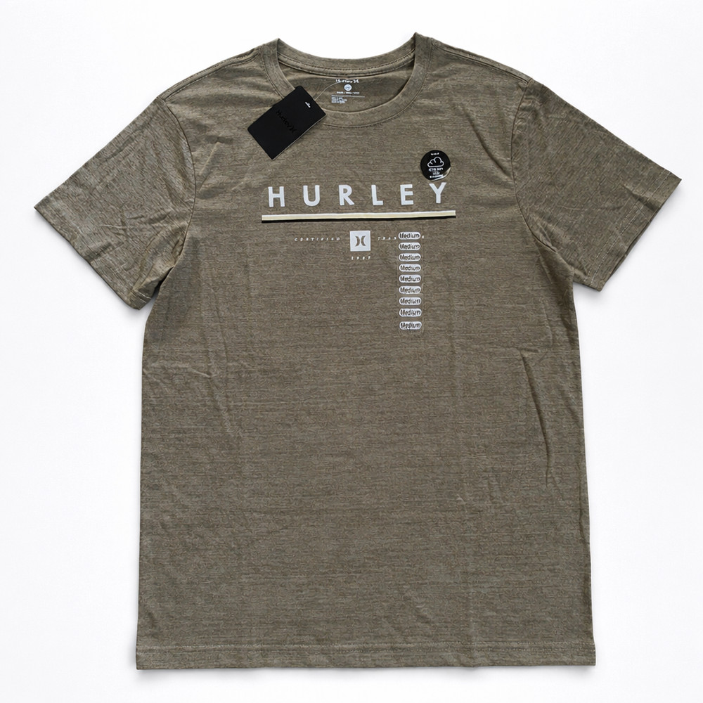 Hurley Dri-FIT Cotton Ultra-Soft Short Sleeve Shirt Stripe Green Adult Medium