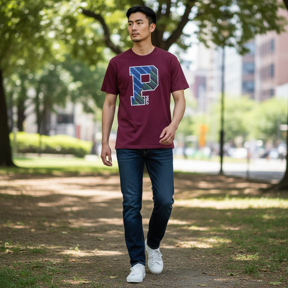 Polo Ralph Lauren Shirt Mens Large Varsity Preppy Graphic Tee T-Shirt Big P Logo