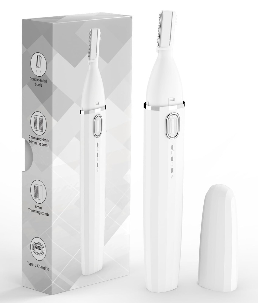 Rechargeable Facial Hair & Eyebrow Trimmer for Women - Painless Hair Removal Device