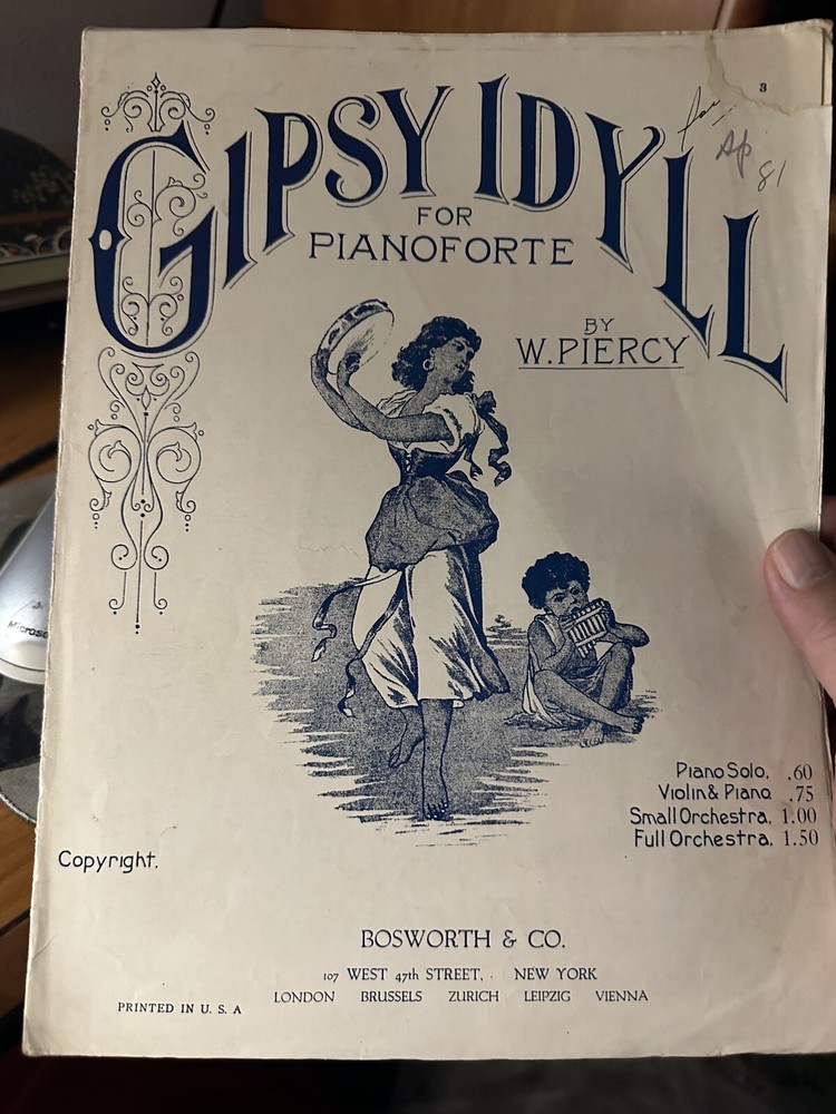 1920 9x12  Exotic sheet music GIPSY IDYLL by W. PIERCY