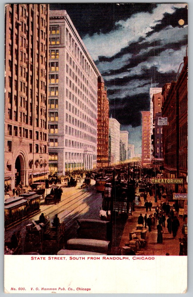 Antique Postcard State Street Scene Chicago, IL 1900s