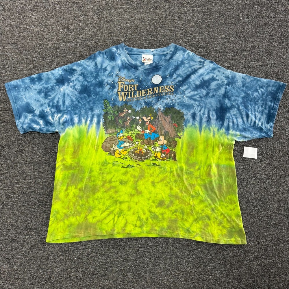 Vintage 90s Fort Wilderness Disney Resort Mickey Goofy  T-Shirt Sz 3XL Tie Dye