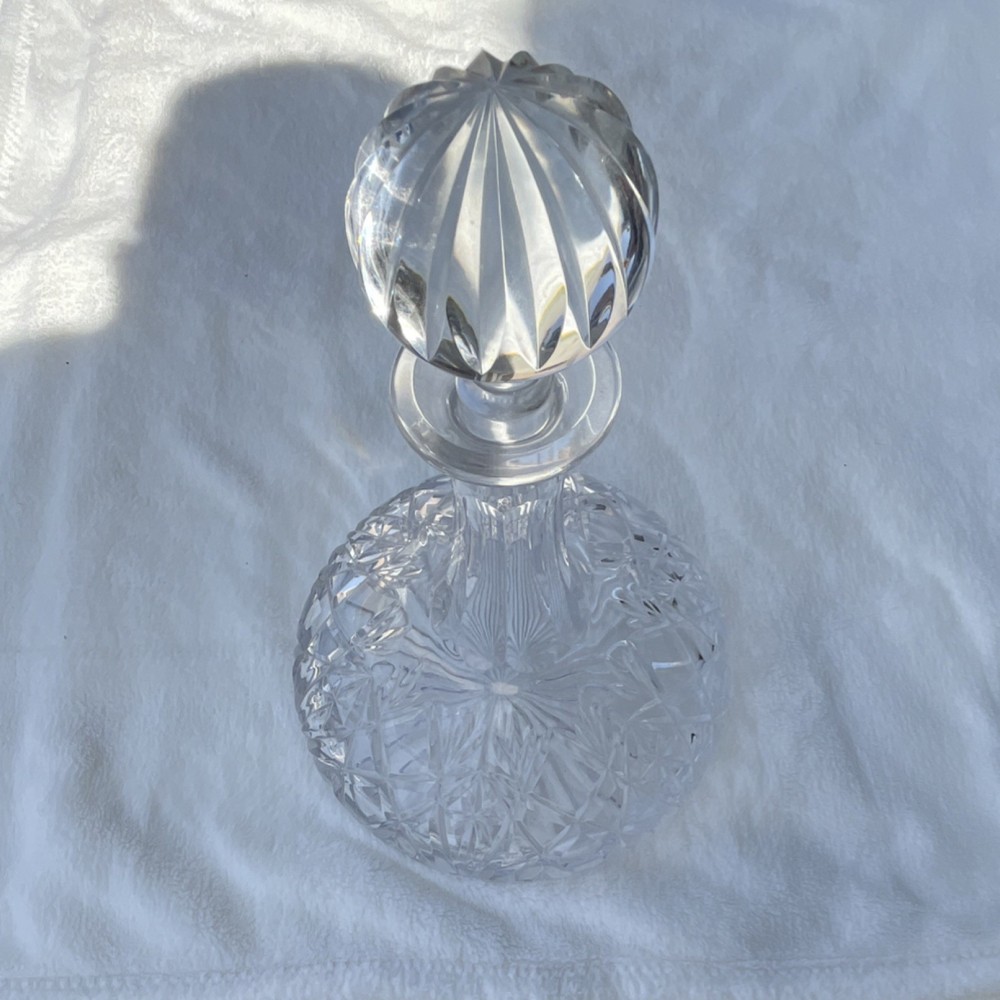 Perfect Condition Vintage Waterford (?) Style Decanter w/ Faceted Stopper