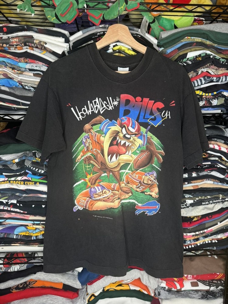 Vtg Buffalo Bills Taz Looney Tunes Basic Style Black T shirt Unisex HN2456