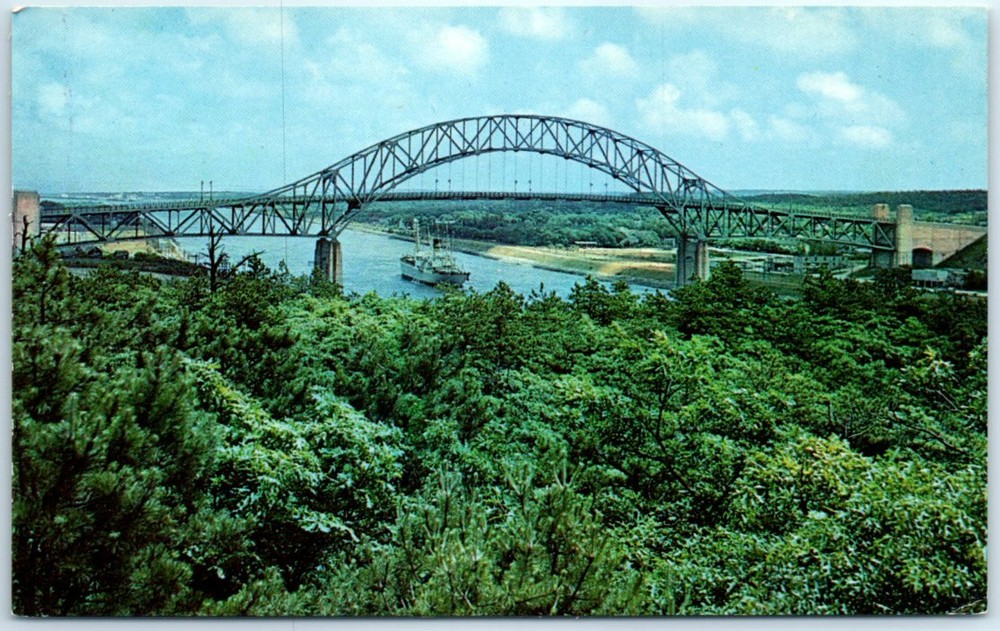 Postcard - Sagamore Bridge across the canal, Cape Cod, Massachusetts