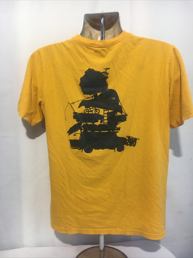 The North Face Shirt Youth Sz XL 18-20 Yellow  Outdoor Graphic Short Sleeve Boys