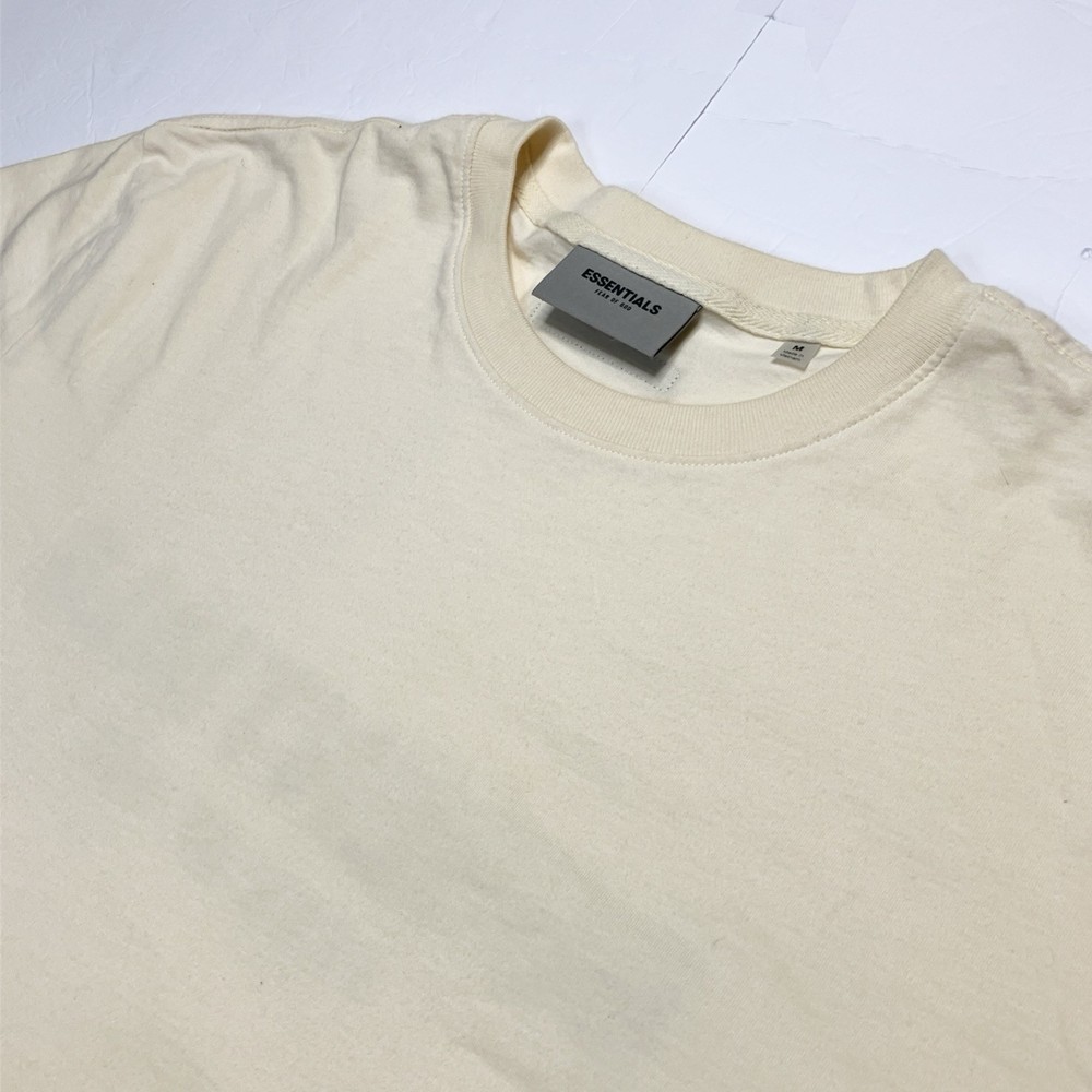 Fear Of God Essentials T Shirt Size Medium Beige Short Sleeve Logo Tee