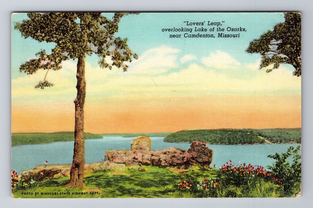 Camdenton MO-Missouri, Lovers Leap, Lake of the Ozarks, Antique Vintage Postcard