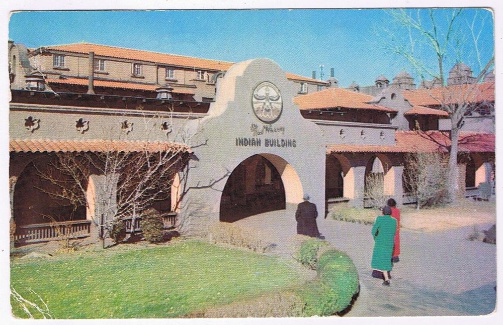 Postcard Fred Harvey Indian Building Albuquerque New Mexico