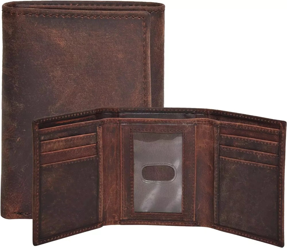 Real Leather Trifold Wallet for Men - RFID Wallets Slim 9 Credit Card Holder 2 I