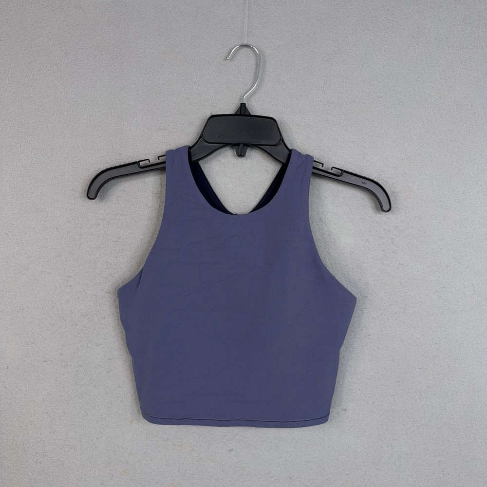 Athleta Sports Bra Womens Small Blue High Neck Longline Racerback Yoga Running