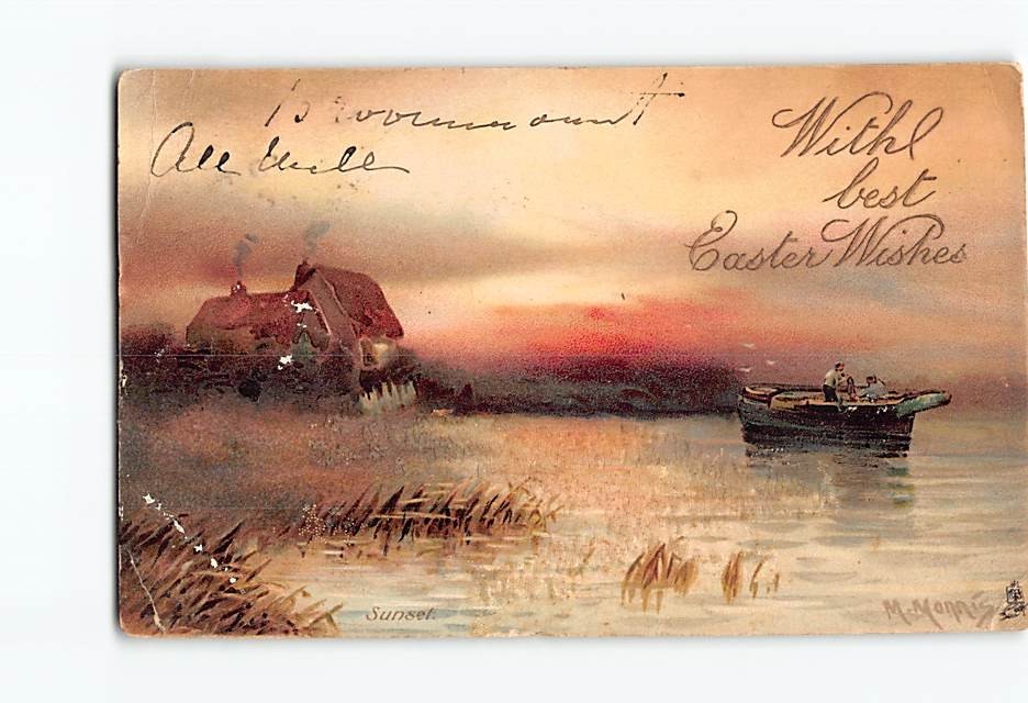 Postcard Rural Art Print Easter Wishes Holiday Greeting Card