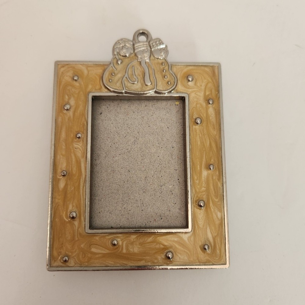 Elegant Gold Silver Photo Frame with Bow Pearls Christmas Decor-image