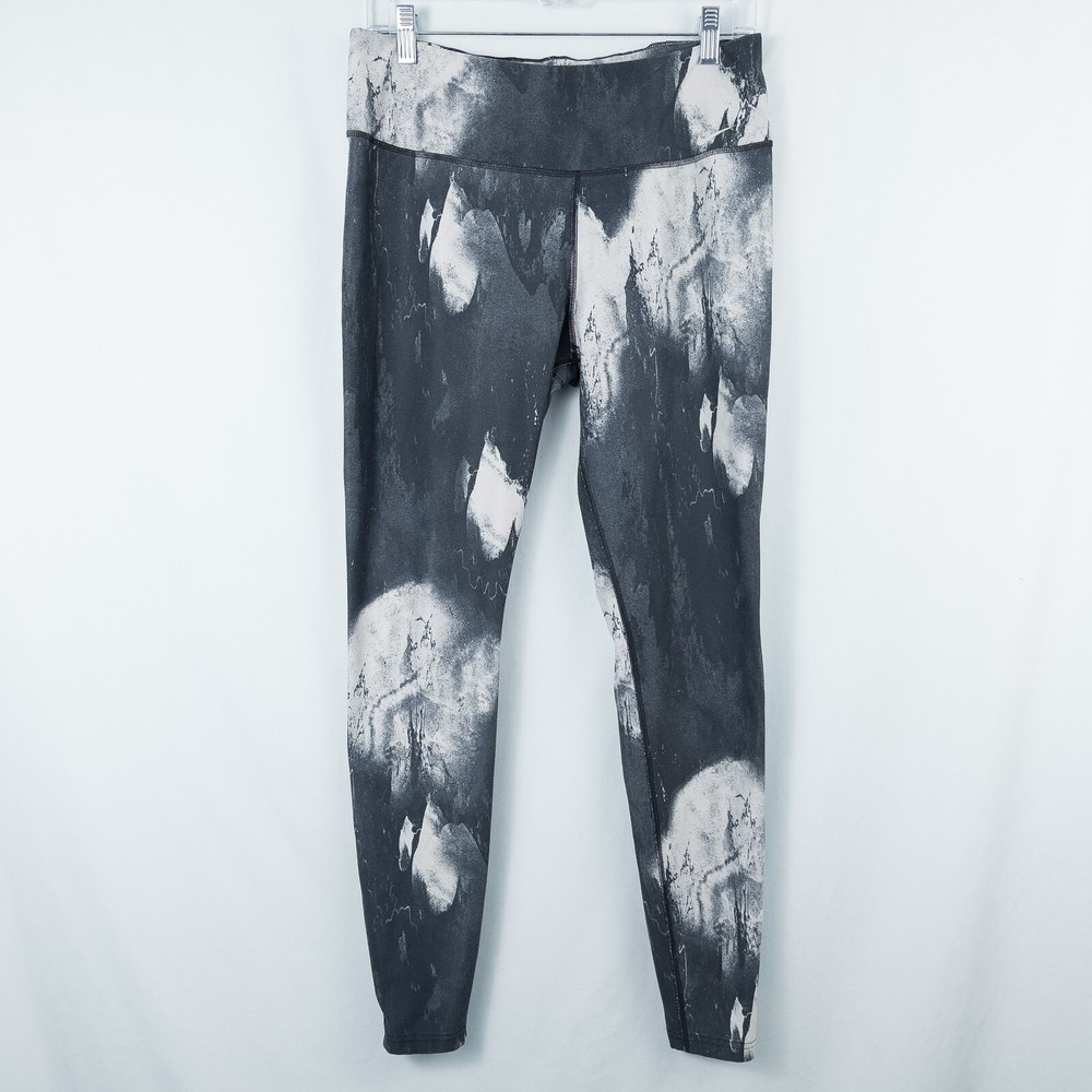 Nike Dri-Fit Ten One Athletic Leggings Womens Large Gray White Marble Athleisure