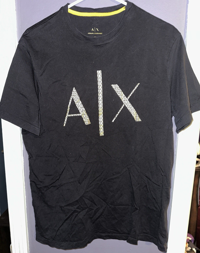 Armani Exchange M Black Graphic Logo Crew Neck Short Sleeve Men's T-Shirt