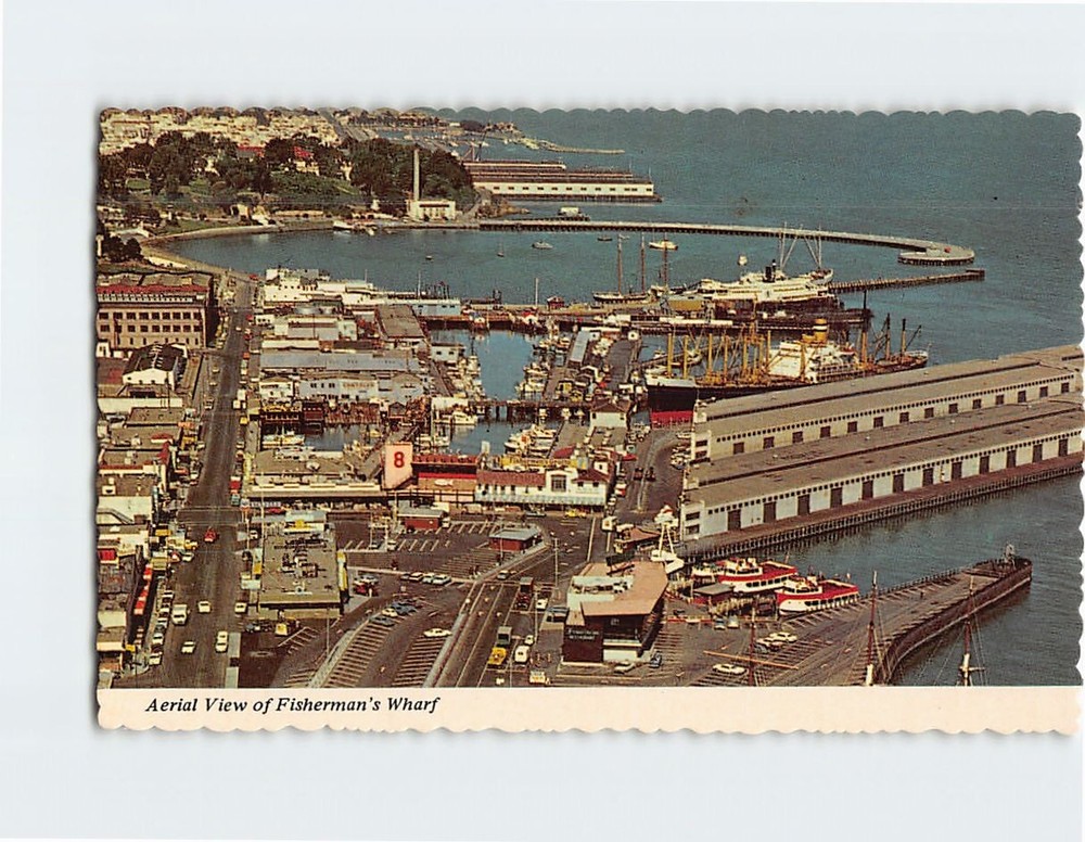 Postcard Aerial View of Fisherman's Wharf San Francisco California