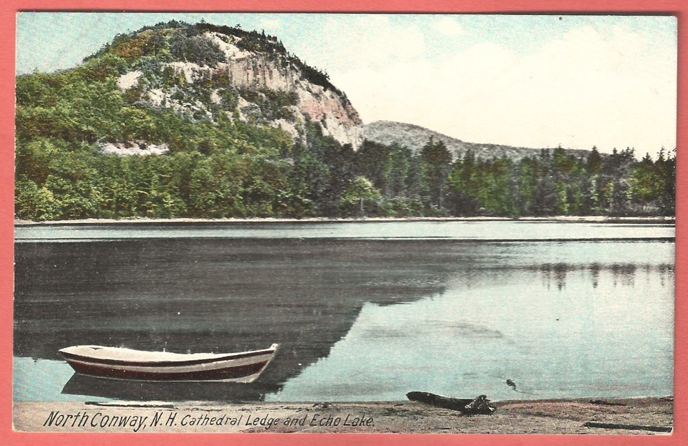 NORTH CONWAY, N.H. – CATHEDRAL LEDGE and ECHO LAKE – c. 1915 Postcard