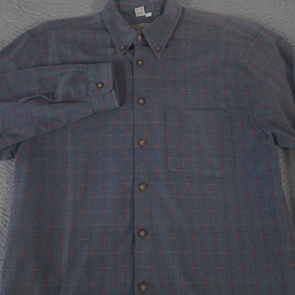 The Territory Ahead Shirt Mens Large Blue Textured Cotton Button Down Pocket