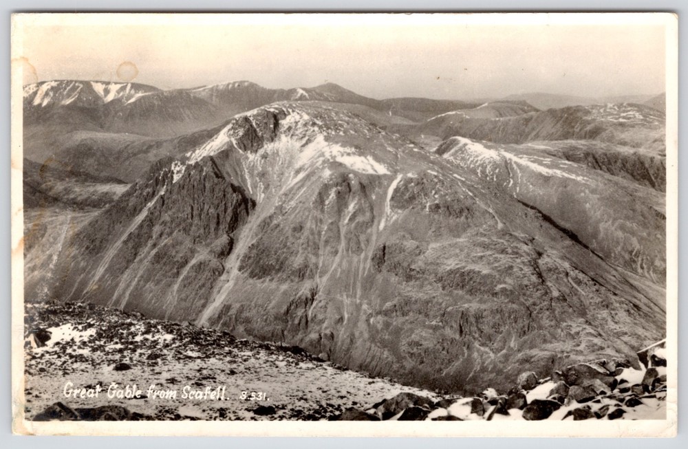 RPPC UK England Lake District Great Gable c1955 Scafell Pike Postcard