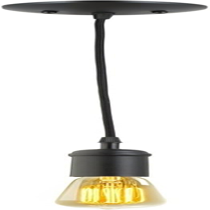 64906 1-Light Pendant, Matte Black, Black Woven Fabric Cord, E26 Base Socket, Ki