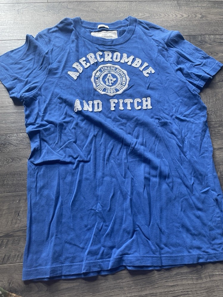 Abercrombie & Fitch XXL Muscle Fit Blue Graphic Print Logo Crew Neck T-Shirt