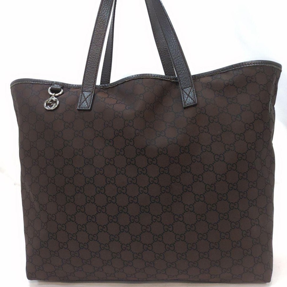 Gucci Interlocking G Leather and Nylon Tote Bag A4 Size Shoulder Bag Canvas Made in Italy