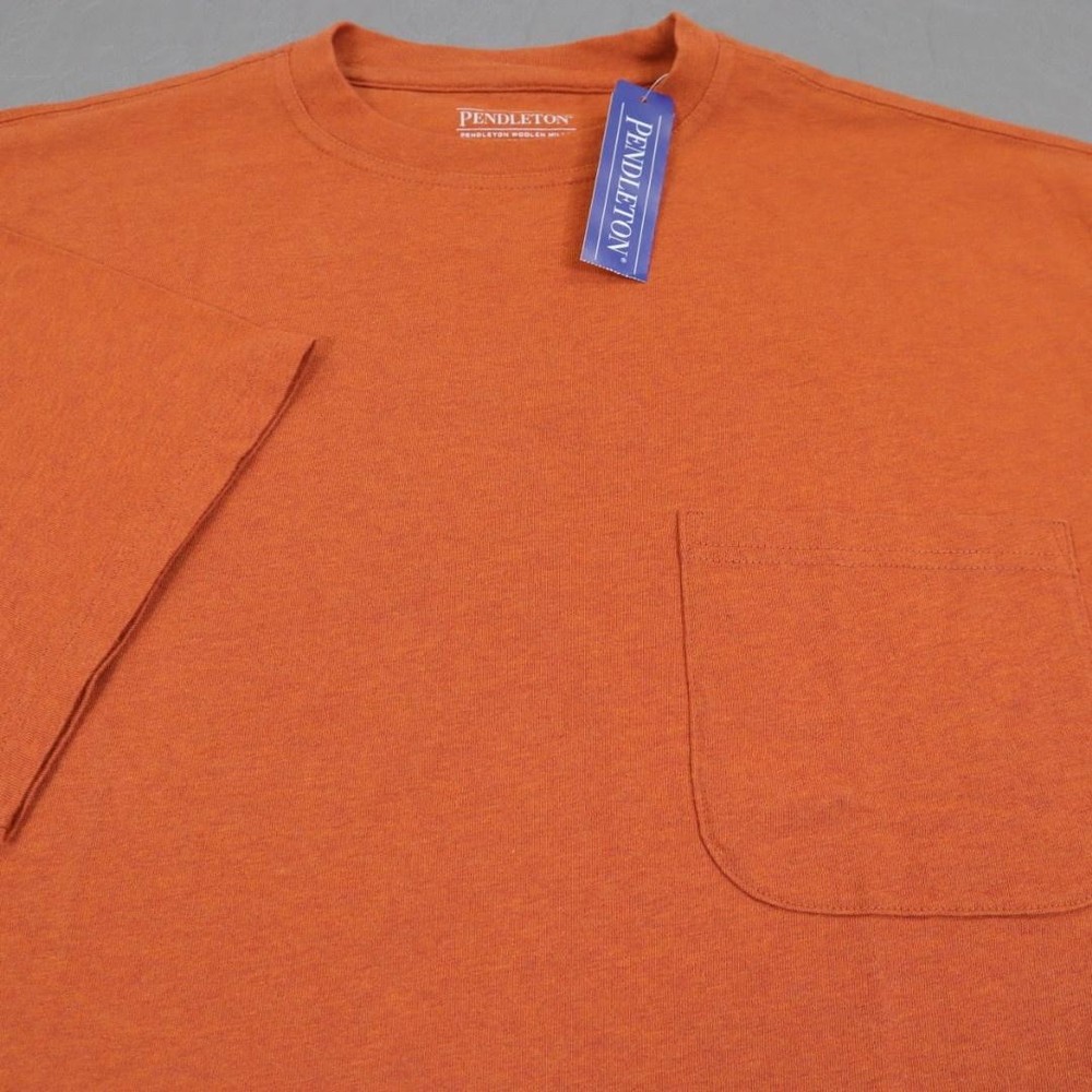 New Pendleton Shirt Mens Large Orange Pocket Tee T-Shirt 100% Cotton Casual
