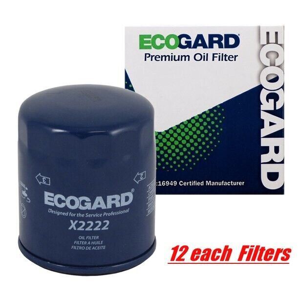 Ecogard X2222 Premium Oil Filter Compatible with Fram PH10060 L12222 PG2222 12-Pack  