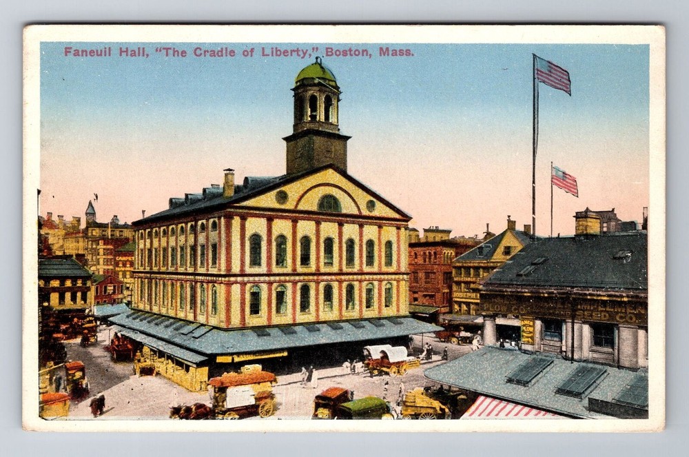 Boston MA-Massachusetts, Faneuil Hall, Cradle of Liberty, Vintage Postcard
