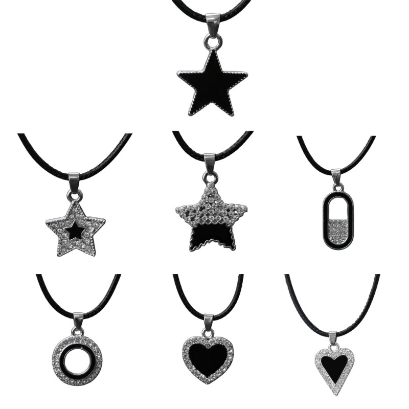Stylish Alloy Neckchains Star Collarbone Chain for Women Leather Rope Choker