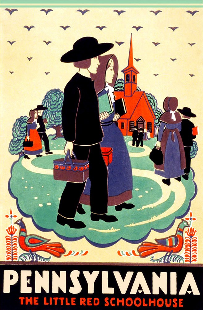 Cool Retro Travel Poster *FRAMED* CANVAS ART Pennsylvania School 18x12