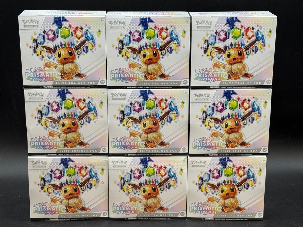 Lot of (9) Pokemon TCG Prismatic Evolutions Elite Trainer Boxes SEALED ETBPROBSTEIN is actively accepting consignments !!
