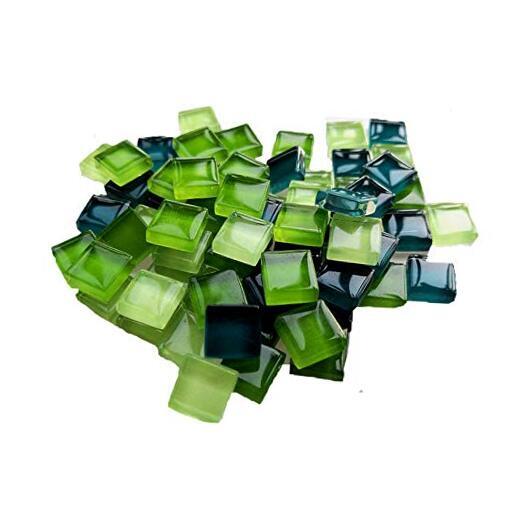100 Pieces Bulk Mosaic Tiles Assorted Color Opaque Mosaic Glass Green Series